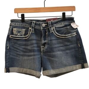 Vigoss Heritage Fit Legacy Stretch Dark Sandblast Wash Mid-Rise Cuffed Shorts 6